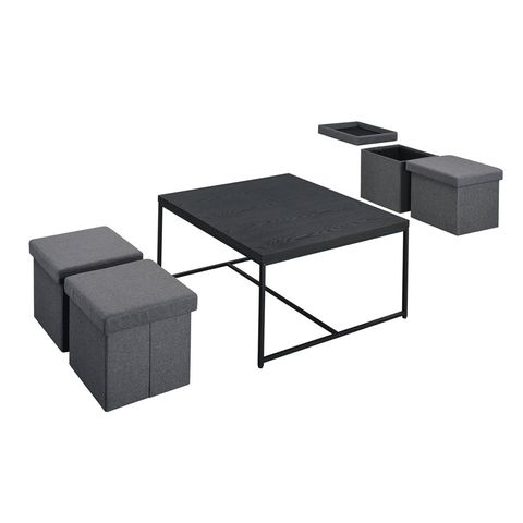 Latitude Run® 5 Piece Coffee Table Set With 4 Storage Stools | Wayfair pertaining to Creating a Cozy and Organized Living Room with a Black 5-Piece Coffee Set